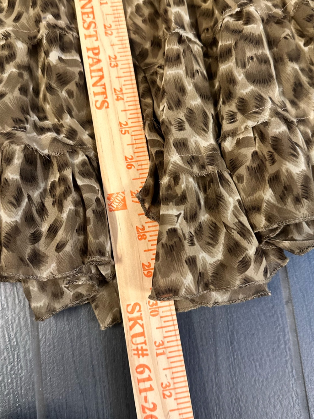 Leopard Print Tiered Skater Skirt with Embellished Waistband - Brown - Picture 9 of 11
